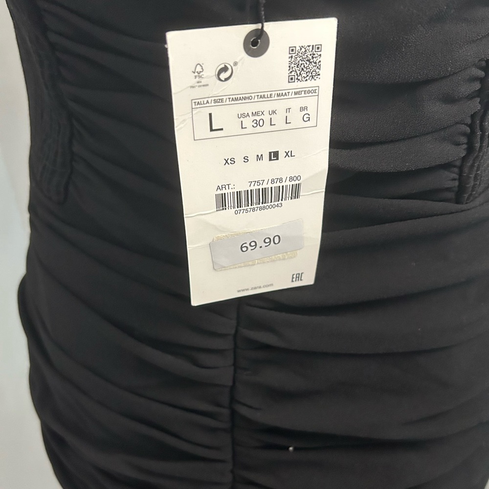 NWT ZARA Ruched Haltered Mini Dress, Size: L, Color: Black - Picture 7 of 7